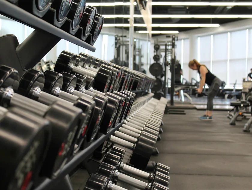 Gym equipment in a fitness studio